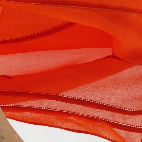 THML Anthropologie Orange Embroidered Cape Flutter Sleeve size medium sheer - Picture 4 of 10